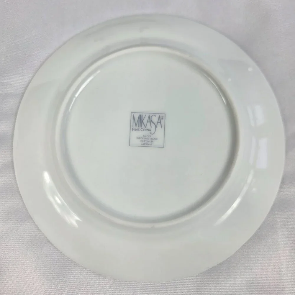 TWO Mikasa Wedding Band Platinum Bread Plates Swirled Platinum Trim